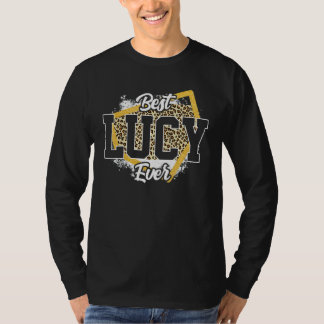 Personalisierter Vorname Lucy mit Leopard Print T-Shirt