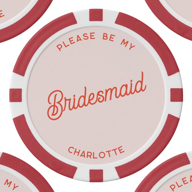 Personalisierter Vorschlag für eine Richtlinie Pokerchips (Personalized blush pink custom text bridesmaid proposal poker chip)