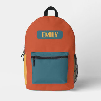 Personalisierter Vorschulrucksack – Retro-Farbbloc Bedruckter Rucksack