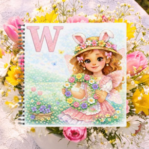 Personalisierter W-Blumenkranz als Geschenk für Mä Notizbuch