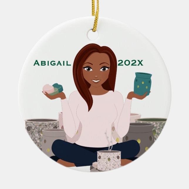 Personalisierter Wachswärmer Frau Keramik-Ornament Keramik Ornament (Vorne)