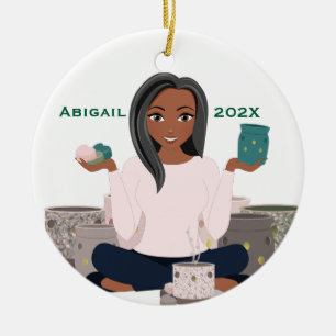 Personalisierter Wachswärmer Frau Keramik-Ornament Keramik Ornament