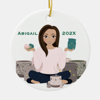 Personalisierter Wachswärmer Frau Keramik-Ornament Keramik Ornament