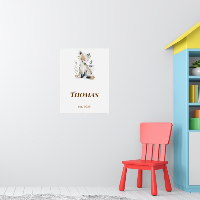 Personalisierter Wald-Fuchs-Kinderzimmer-Name-Druc Poster (Kinderzimmer 1)