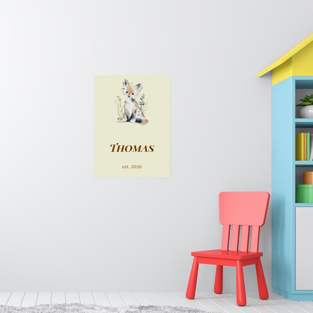 Personalisierter Wald-Fuchs-Kinderzimmer-Name-Druc Poster (Kinderzimmer 1)