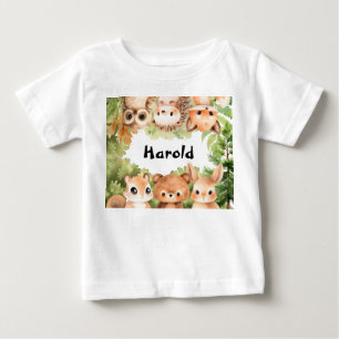 Personalisierter Waldjunge Baby T-shirt