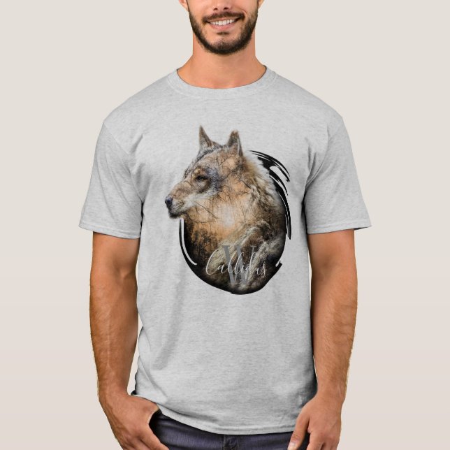 Personalisierter Waldwolf-Entwurf T-Shirt (Vorderseite)