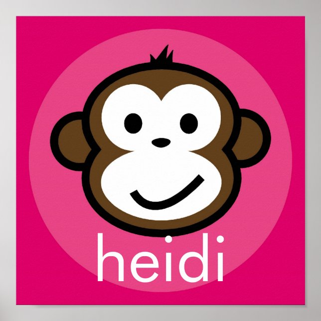 Personalisierter Wangenaffe [pink+hotpink] Poster (Vorne)