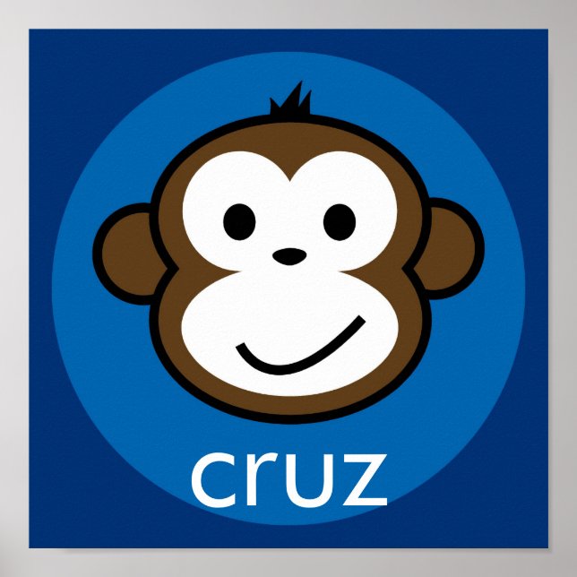 Personalisierter Wangenaffen [blau+navy] Poster (Vorne)