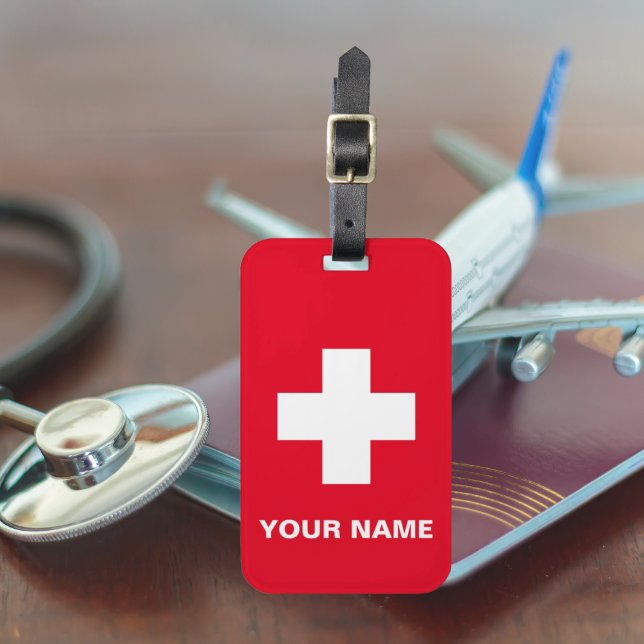 Personalisierter Warnhinweis - Warnhinweis - roter Gepäckanhänger (Personalised Medical Alert Red Luggage Tag
)