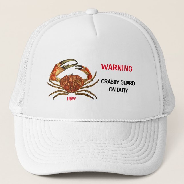 Personalisierter "Warning Crabby Guard on Duty" Truckerkappe (Vorderseite)