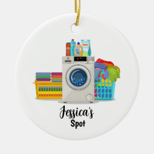 Personalisierter Waschsalon Weihnachtsgeschirr Keramik Ornament