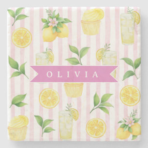 Personalisierter Wasserfarbe-Limonaden-Cupcake-Str Steinuntersetzer