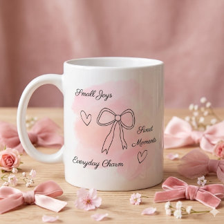 Personalisierter Wasserfarbe Rosa Coquette Becher Kaffeetasse