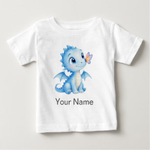 Personalisierter Wasserfarben-Babydrache-Schmetter Baby T-shirt