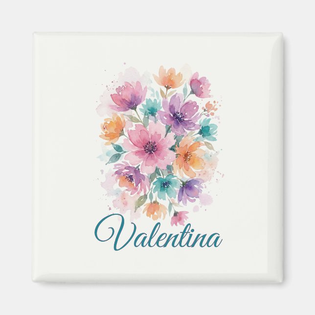 Personalisierter Wasserfarben-Blumen-Name-Magnet Magnet (Vorne)