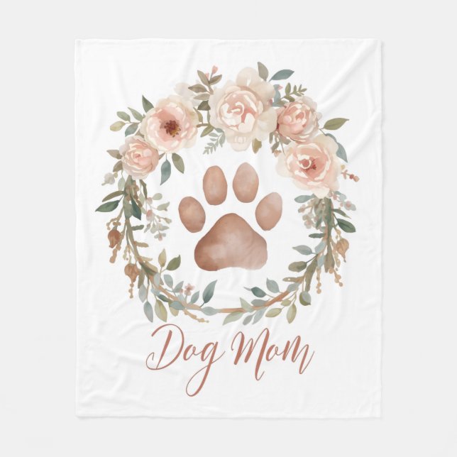 Personalisierter Wasserfarben-Blumen-Pfotenabdruck Fleecedecke (Vorderseite)