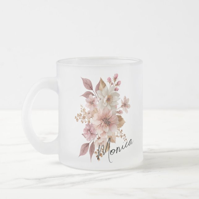 Personalisierter Wasserfarben-Blumenbecher Mattglastasse (Links)