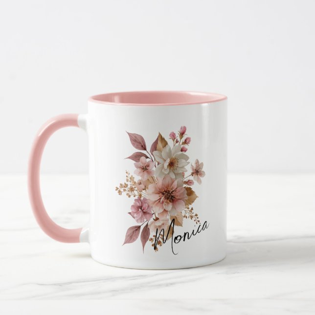 Personalisierter Wasserfarben-Blumenbecher Tasse (Links)