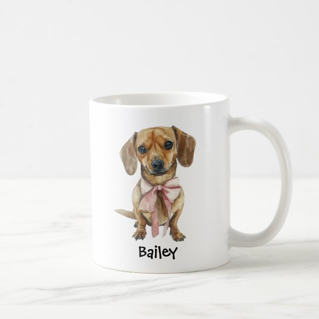 Personalisierter Wasserfarben-Dachshund-Coquette-B Kaffeetasse (Rechts)