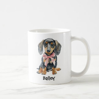 Personalisierter Wasserfarben-Dachshund-Hund Coque Kaffeetasse