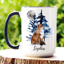 Personalisierter Wasserfarben-Fuchs-Wald-Tasse