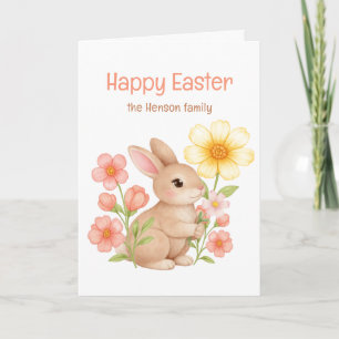 Personalisierter Wasserfarben-Hase Frohe Ostern Feiertagskarte