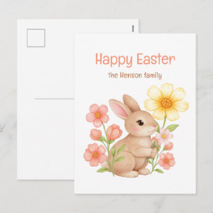 Personalisierter Wasserfarben-Hase Frohe Ostern Feiertagspostkarte