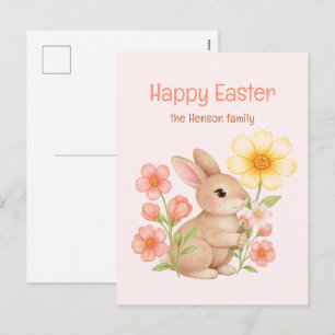 Personalisierter Wasserfarben-Hase Frohe Ostern Feiertagspostkarte
