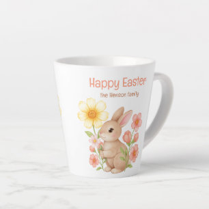 Personalisierter Wasserfarben-Hase Frohe Ostern Milchtasse