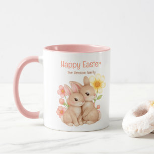 Personalisierter Wasserfarben-Hase Frohe Ostern Tasse