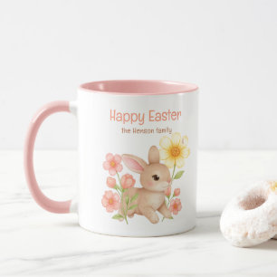 Personalisierter Wasserfarben-Hase Frohe Ostern  Tasse
