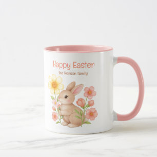 Personalisierter Wasserfarben-Hase Frohe Ostern Tasse