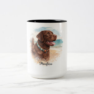 Personalisierter Wasserfarben-Hundeporträt-Becher  Zweifarbige Tasse