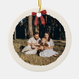 Personalisierter Wasserfarben-Kranz-Foto-Weihnacht Keramik Ornament