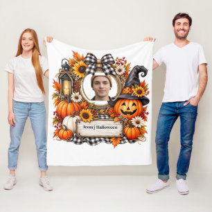 Personalisierter Wasserfarben-Kürbis Halloween Fleecedecke