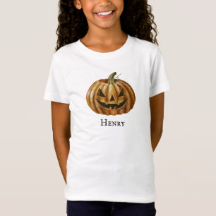 Personalisierter Wasserfarben-Kürbis-Halloween T-Shirt