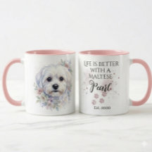 Personalisierter Wasserfarben-Malteser-Hund-Becher