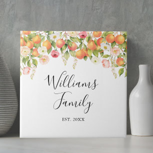 Personalisierter Wasserfarben-Orangen-Eleganter Fa Fliese