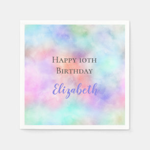 Personalisierter Wasserfarben-Regenbogen-Pastell-G Serviette