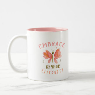 Personalisierter Wasserfarben-Schmetterlingskorall Zweifarbige Tasse