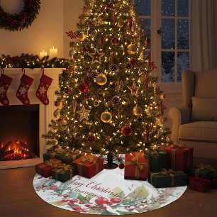 Personalisierter Wasserfarben-Stechpalmenkranz zu Polyester Weihnachtsbaumdecke