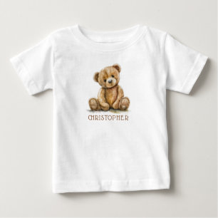 Personalisierter Wasserfarben-Teddybär-Baby  Baby T-shirt