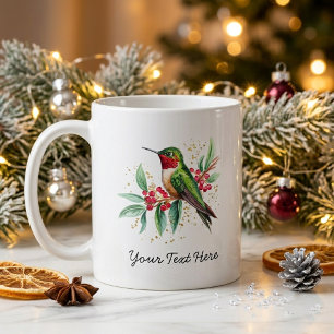 Personalisierter Wasserfarben-Weihnachts-Kolibri Kaffeetasse