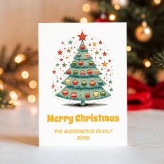 Personalisierter Wasserfarben-Weihnachtsbaum Feiertagskarte