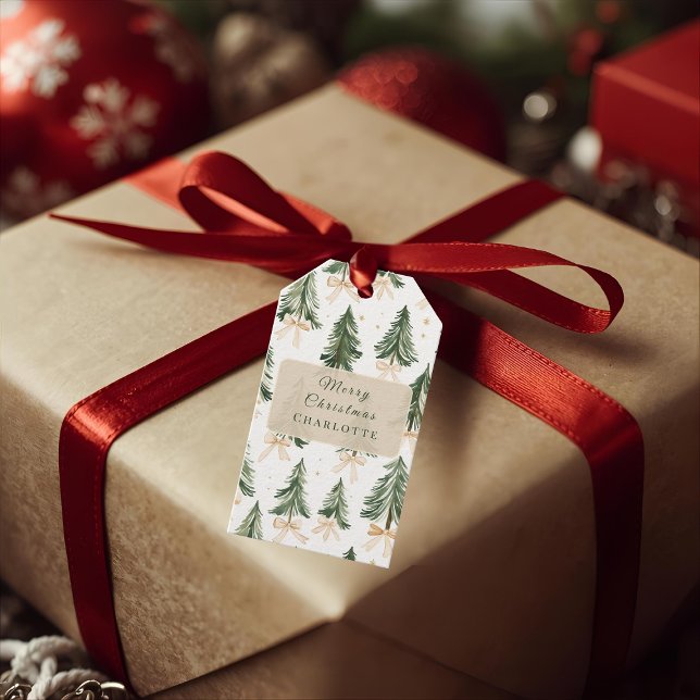 Personalisierter Wasserfarben-Weihnachtsbaum Geschenkanhänger (Von Creator hochgeladen)