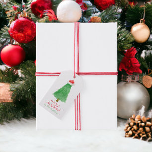 Personalisierter Wasserfarben-Weihnachtsbaum / Wei Geschenkanhänger