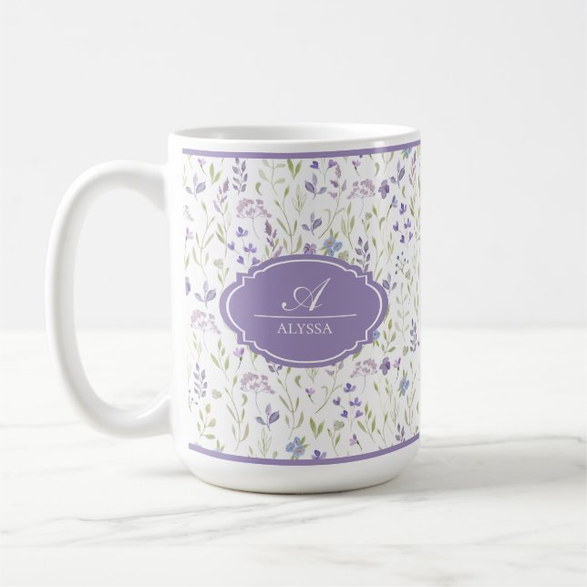 Personalisierter Wasserfarben-Wildblumen-Becher Kaffeetasse (Links)
