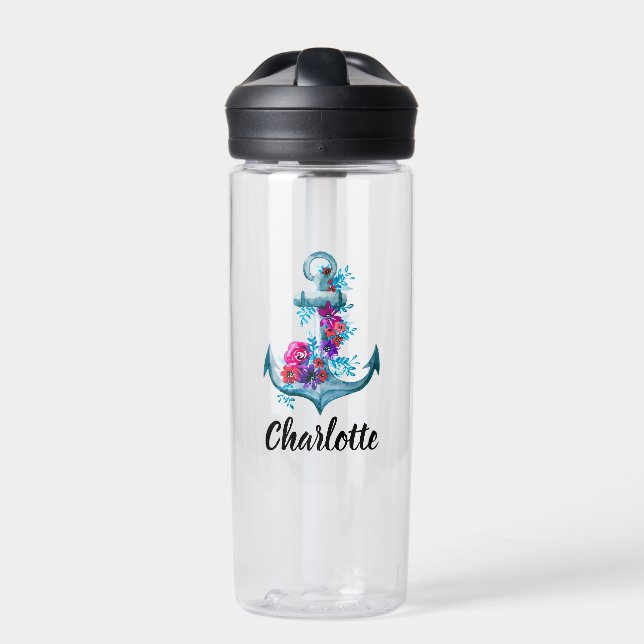 Personalisierter Wasserfarbenanker Trinkflasche (Vorderseite)
