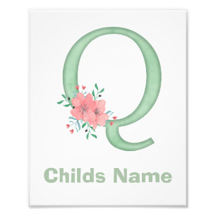 Personalisierter Wasserfarbenbuchstabe Q Fotodruck